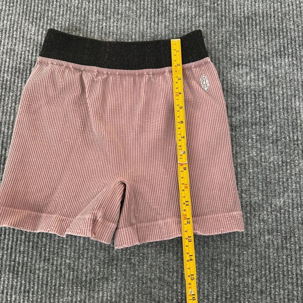 Free People Women Good Karma Ribbed Shorts M/L Pink Seamless Athletic